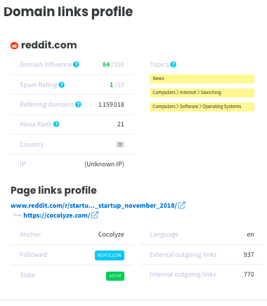 backlink domain info cocolyze