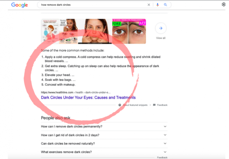 featured snippet example