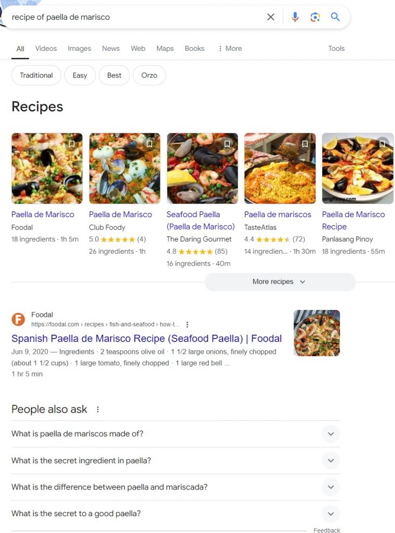 recipe with rich snippets